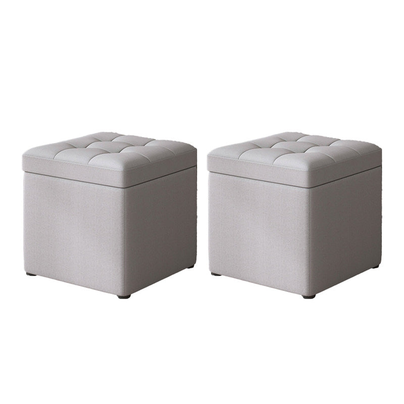 Modern Dark Grey Square Pouf Cotton Tear Resistant Pouf for Living Room