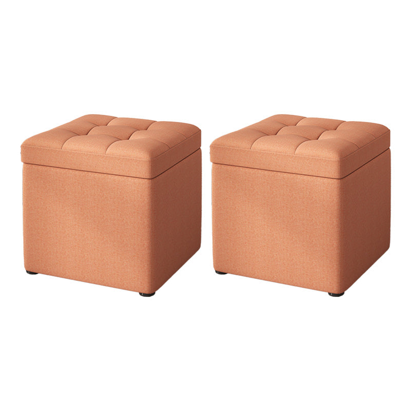 Modern Dark Grey Square Pouf Cotton Tear Resistant Pouf for Living Room