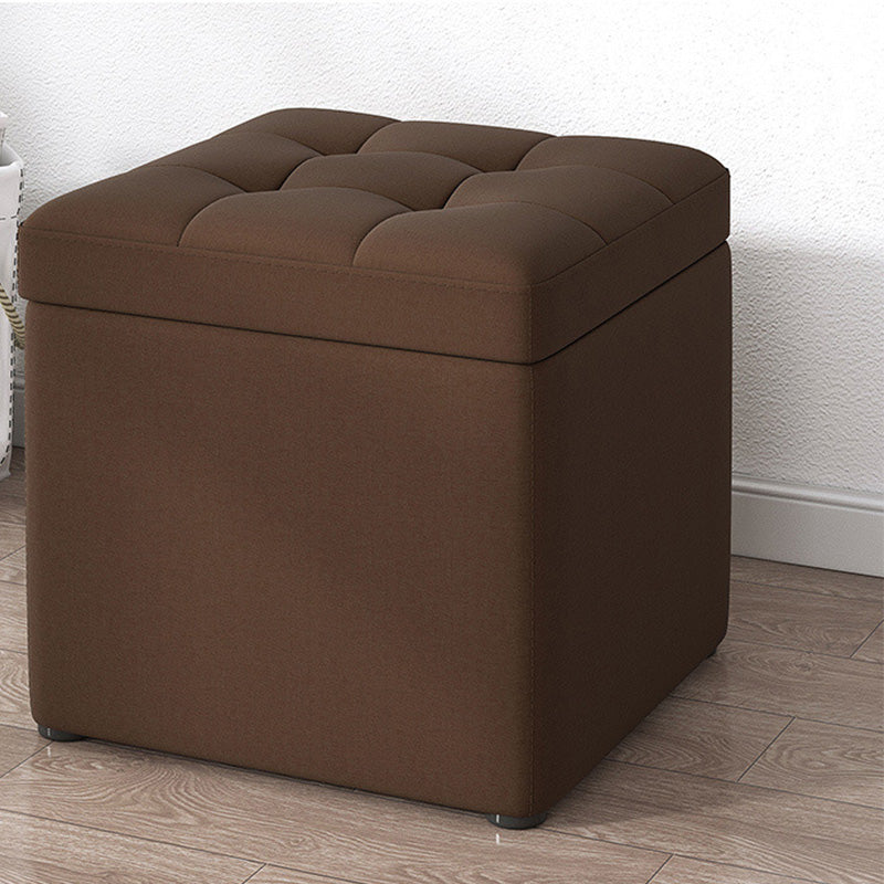 Modern Dark Grey Square Pouf Cotton Tear Resistant Pouf for Living Room