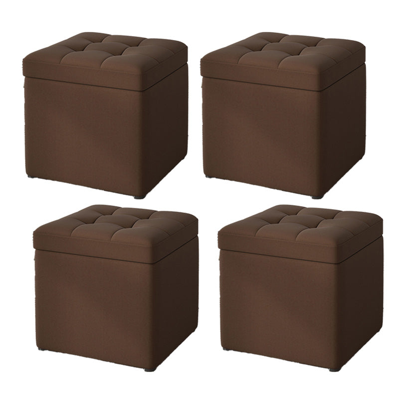 Modern Dark Grey Square Pouf Cotton Tear Resistant Pouf for Living Room