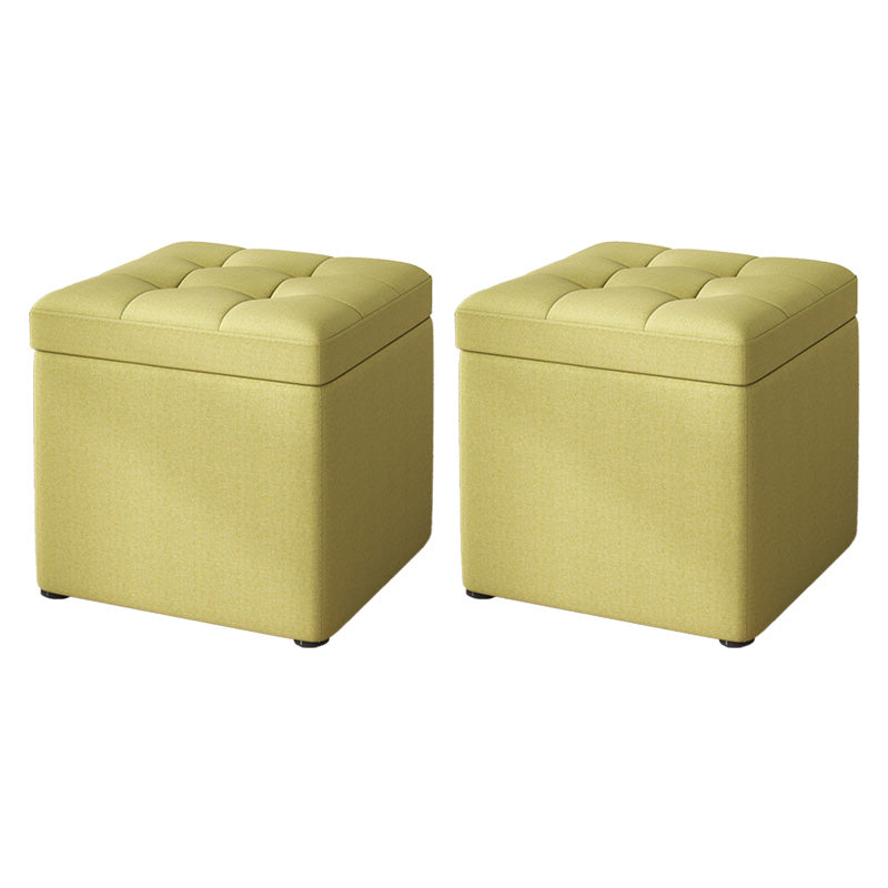 Modern Dark Grey Square Pouf Cotton Tear Resistant Pouf for Living Room