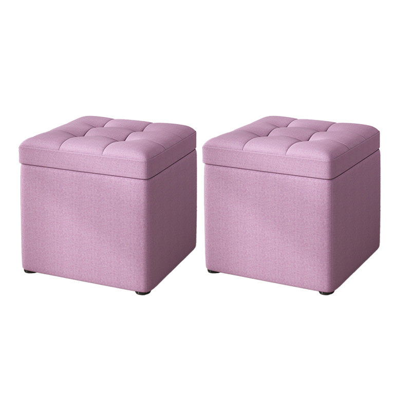 Modern Dark Grey Square Pouf Cotton Tear Resistant Pouf for Living Room