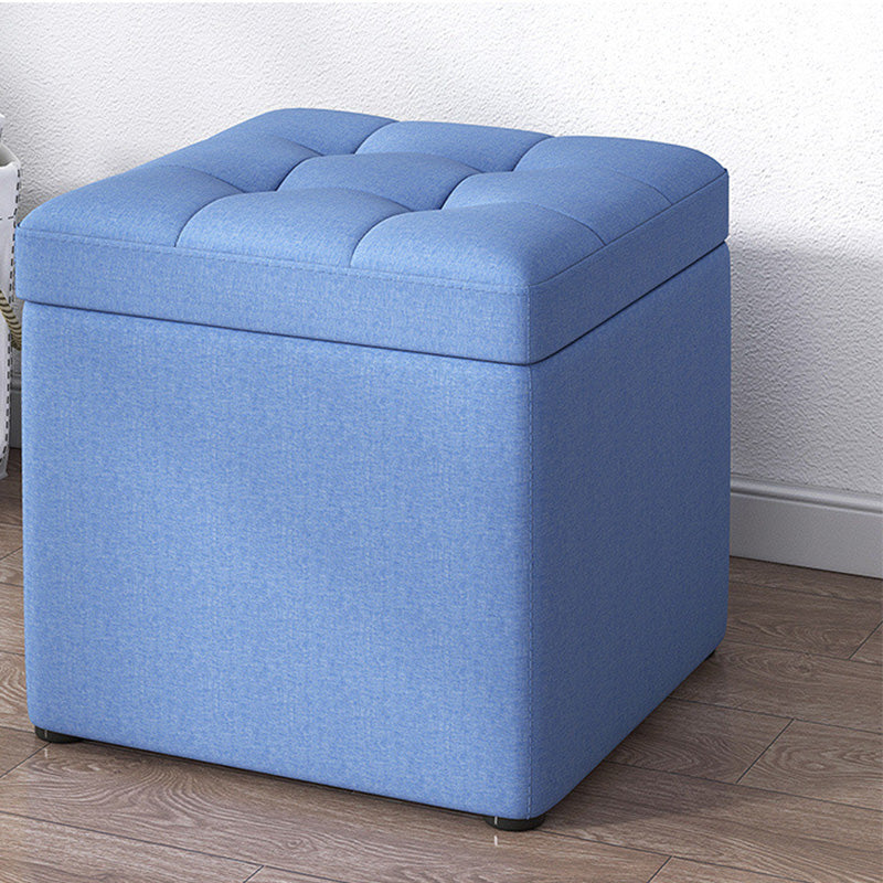 Modern Dark Grey Square Pouf Cotton Tear Resistant Pouf for Living Room
