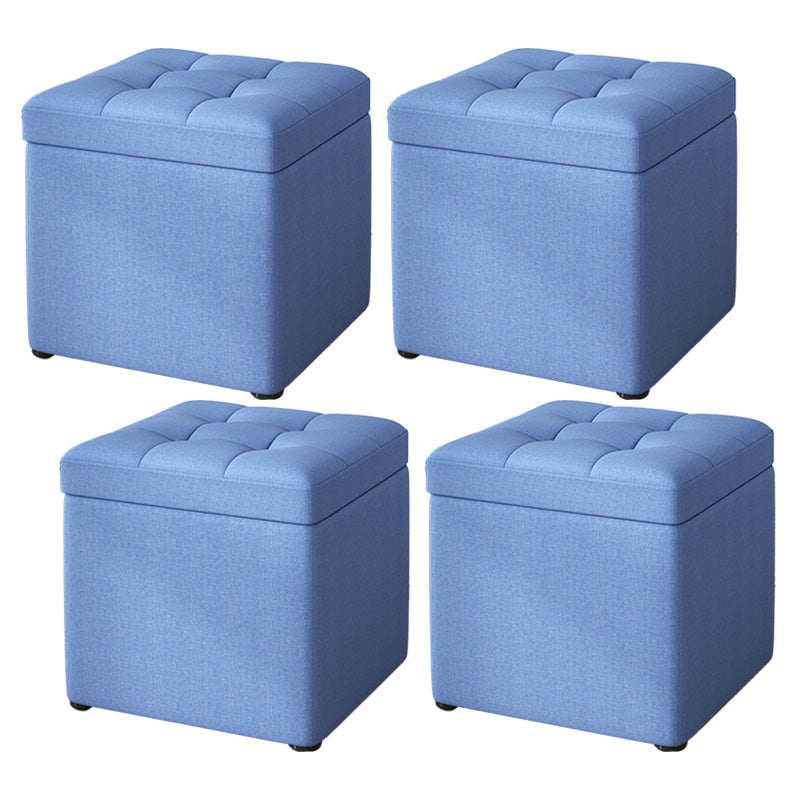 Modern Dark Grey Square Pouf Cotton Tear Resistant Pouf for Living Room