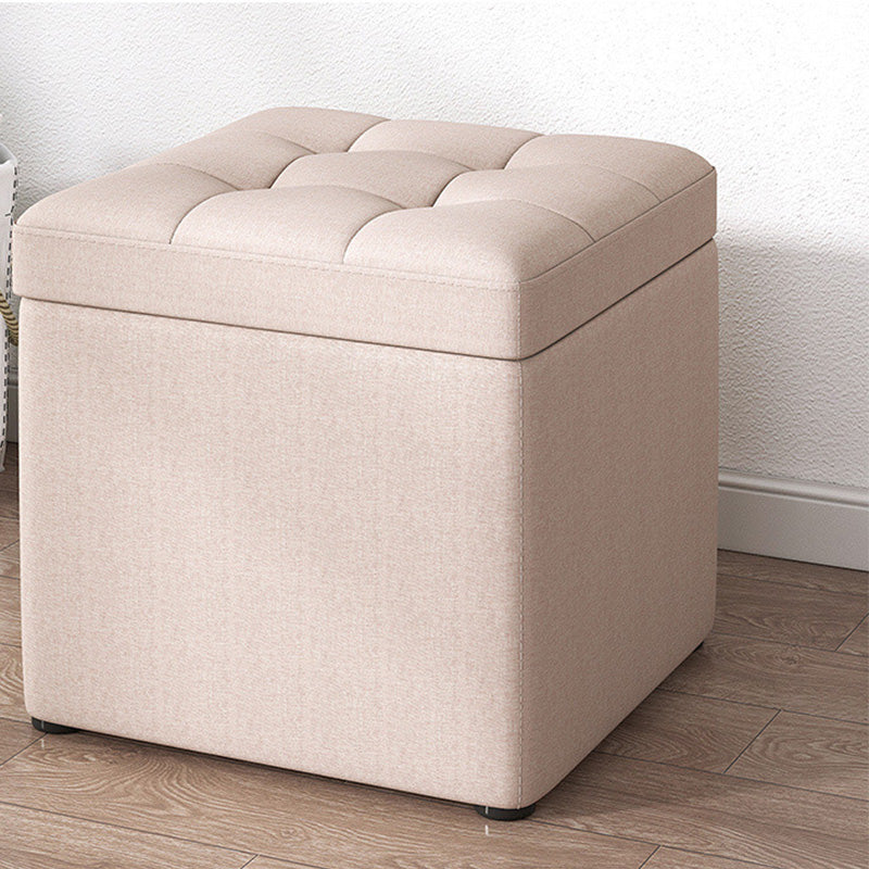 Modern Dark Grey Square Pouf Cotton Tear Resistant Pouf for Living Room