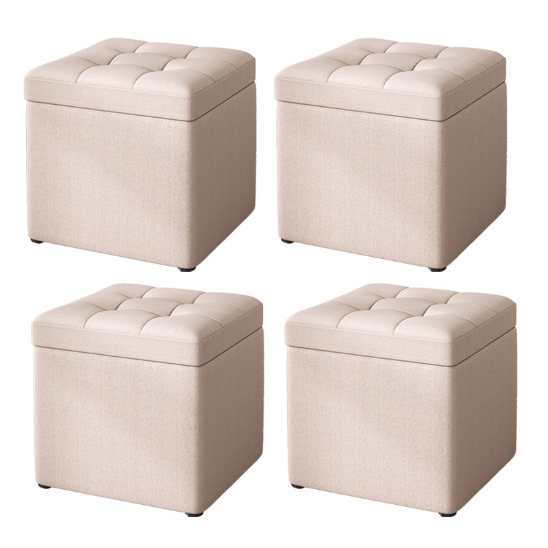 Modern Dark Grey Square Pouf Cotton Tear Resistant Pouf for Living Room