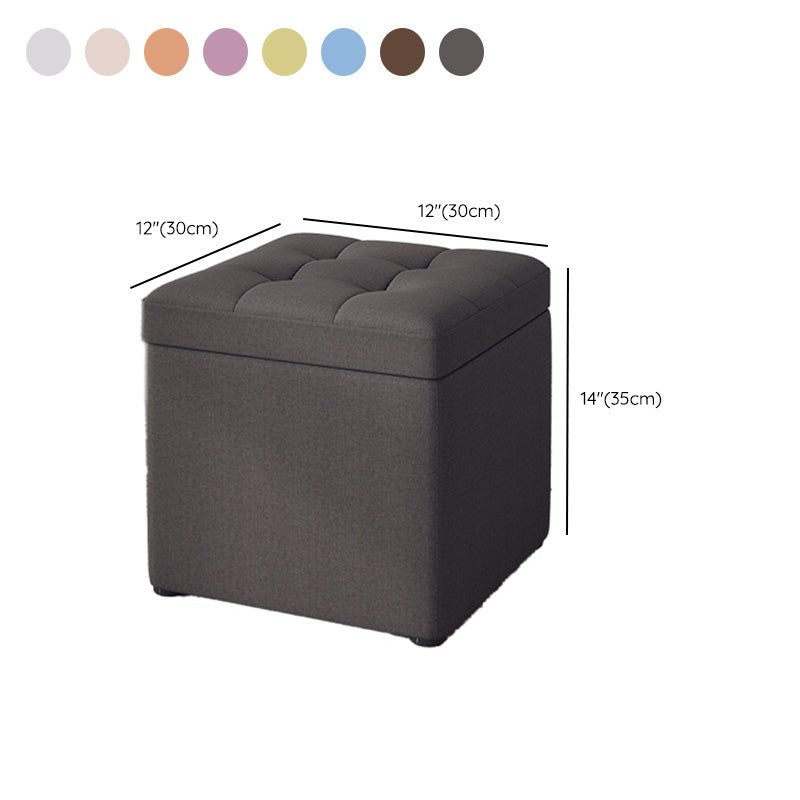 Modern Dark Grey Square Pouf Cotton Tear Resistant Pouf for Living Room