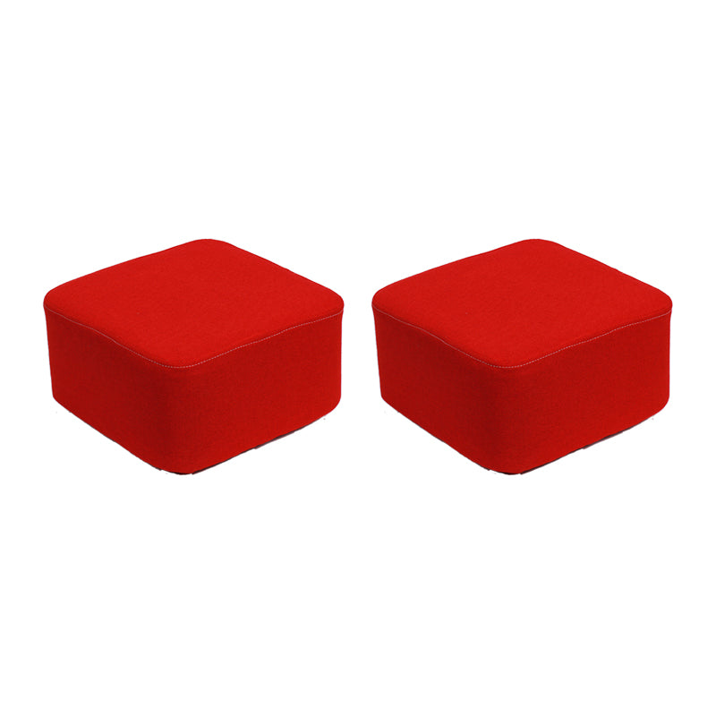 Contemporary Pouf Ottoman Fabric Upholstered Solid Color Square Ottoman
