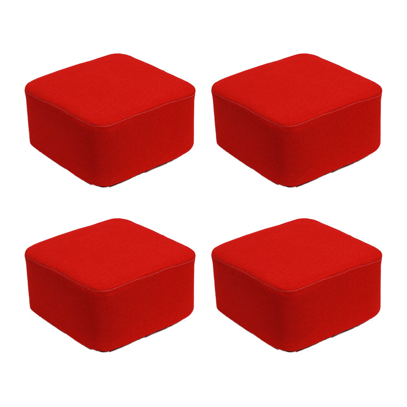 Contemporary Pouf Ottoman Fabric Upholstered Solid Color Square Ottoman