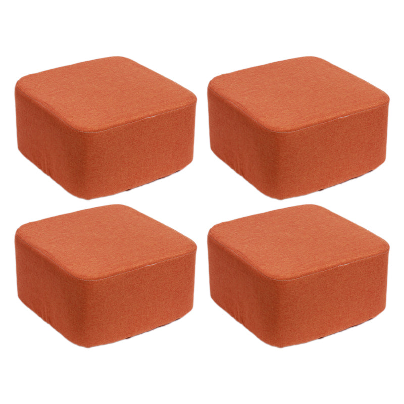 Contemporary Pouf Ottoman Fabric Upholstered Solid Color Square Ottoman