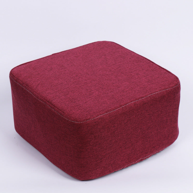 Contemporary Pouf Ottoman Fabric Upholstered Solid Color Square Ottoman