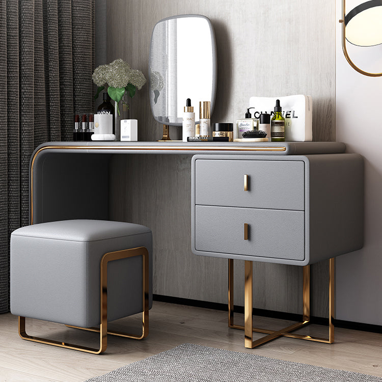 Faux Leather Make-up Vanity Wood Vanity Dressing Table with 2 Storage Drawers