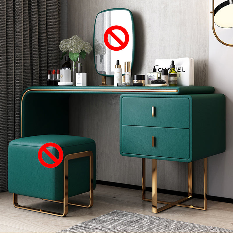 Faux Leather Make-up Vanity Wood Vanity Dressing Table with 2 Storage Drawers