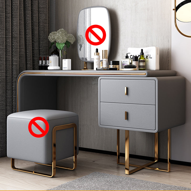 Faux Leather Make-up Vanity Wood Vanity Dressing Table with 2 Storage Drawers