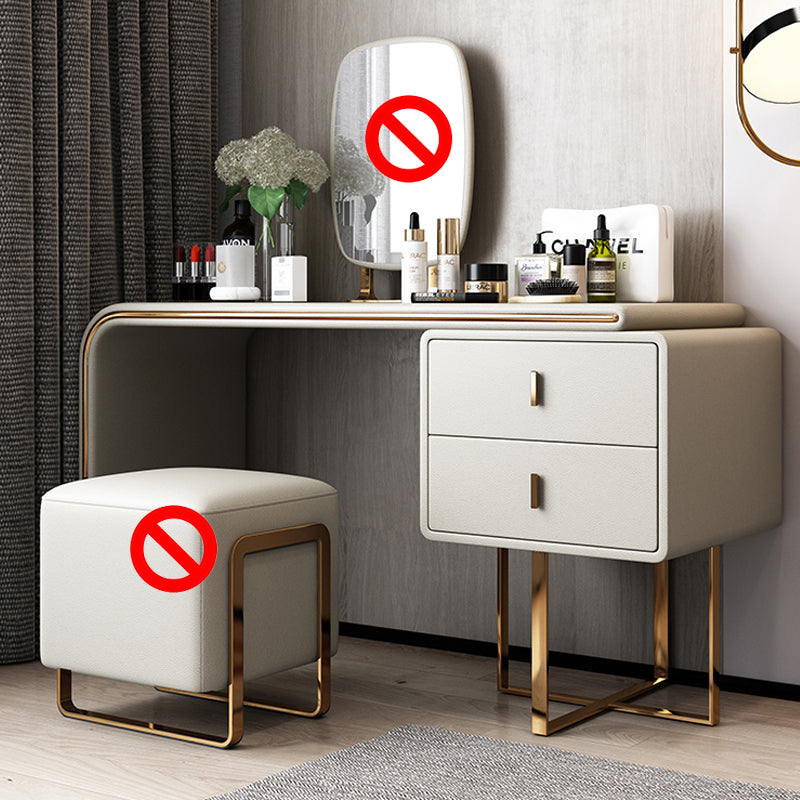 Faux Leather Make-up Vanity Wood Vanity Dressing Table with 2 Storage Drawers