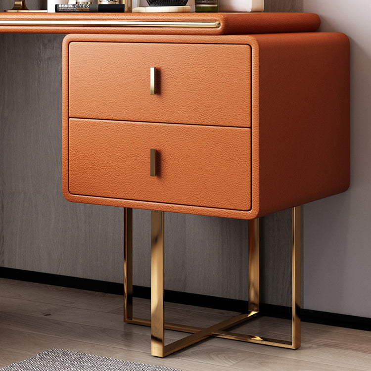 Faux Leather Make-up Vanity Wood Vanity Dressing Table with 2 Storage Drawers