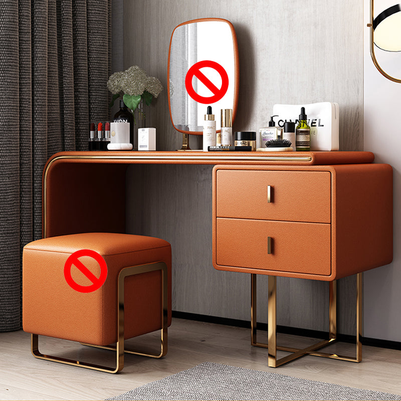 Faux Leather Make-up Vanity Wood Vanity Dressing Table with 2 Storage Drawers