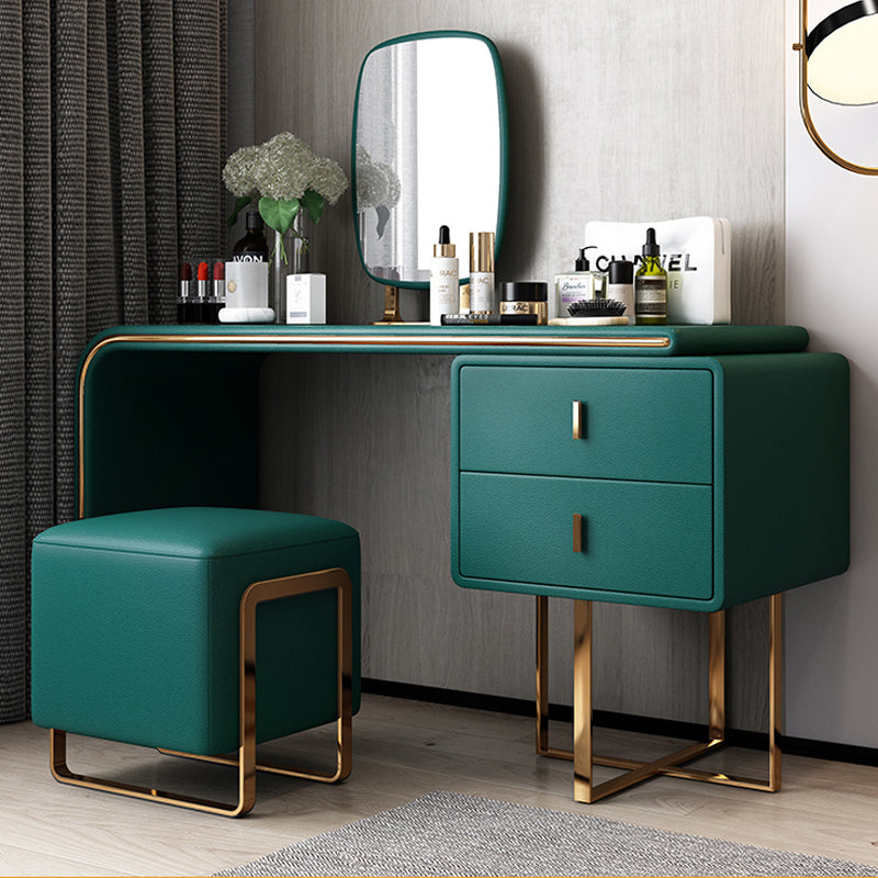 Faux Leather Make-up Vanity Wood Vanity Dressing Table with 2 Storage Drawers