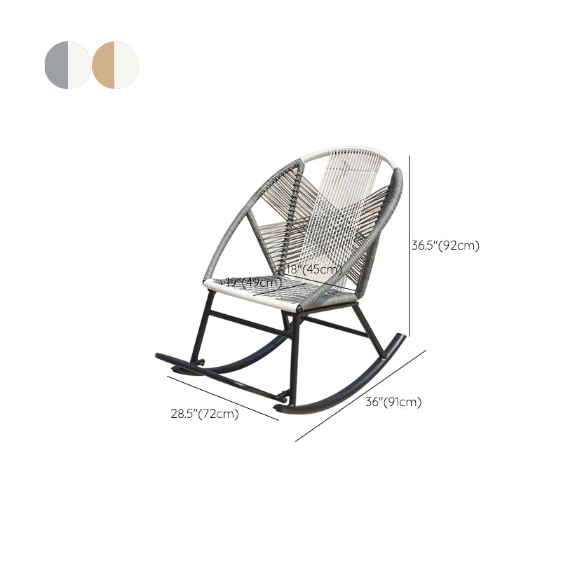 Contemporary Rocking Chair Wicker Spindle Backrest Metal Chair Legs Porch Rocking Chair