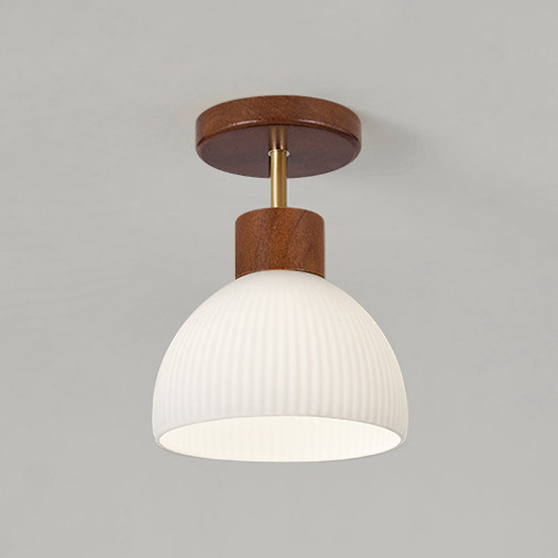 Contemporary Beige/Brown Flush Mount Lighting Wooden Ceiling Light for Bedroom
