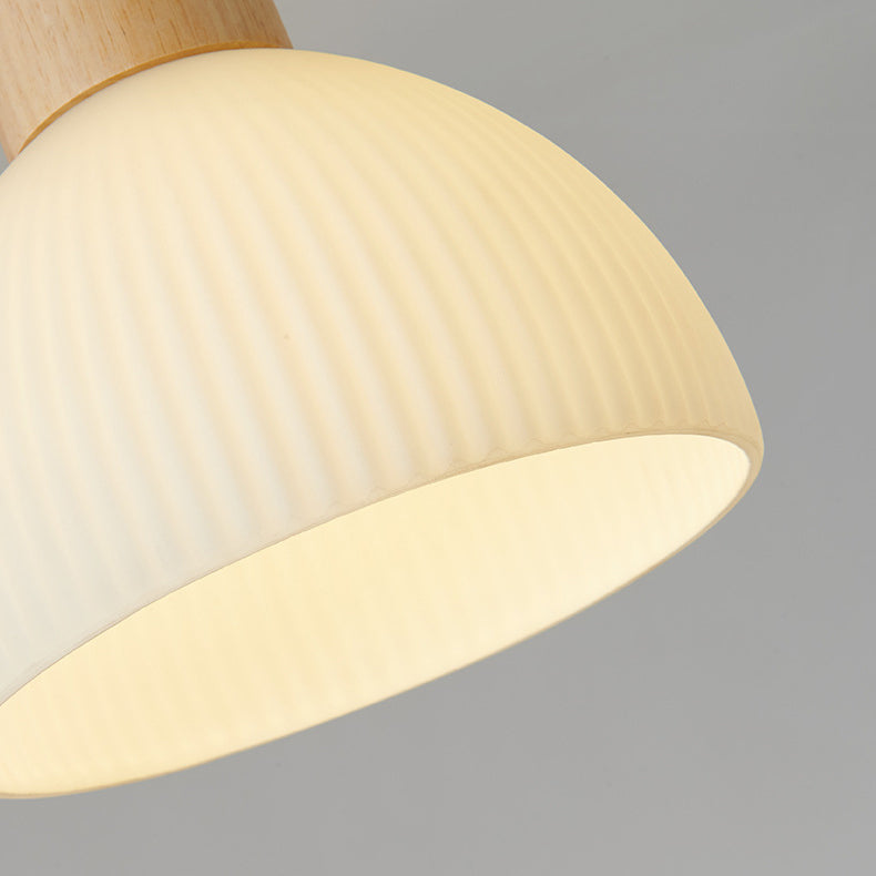 Contemporary Beige/Brown Flush Mount Lighting Wooden Ceiling Light for Bedroom
