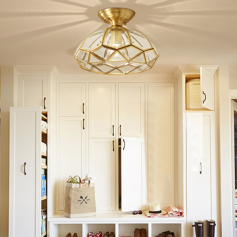 Single Golden Flush Mount Lighting Glass Ceiling Light for Bedroom