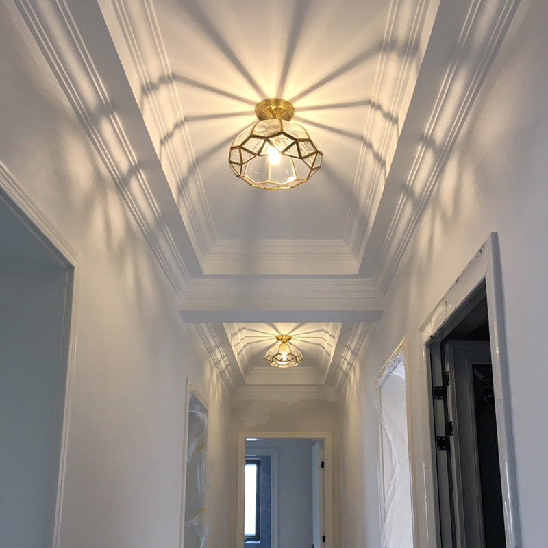 Single Golden Flush Mount Lighting Glass Ceiling Light for Bedroom