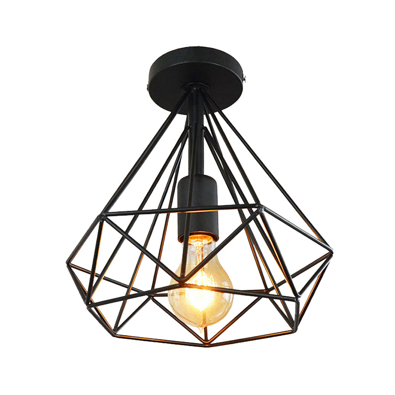 Modern Diamond Flush Light Metal 1-Light Flush Mount Ceiling Light