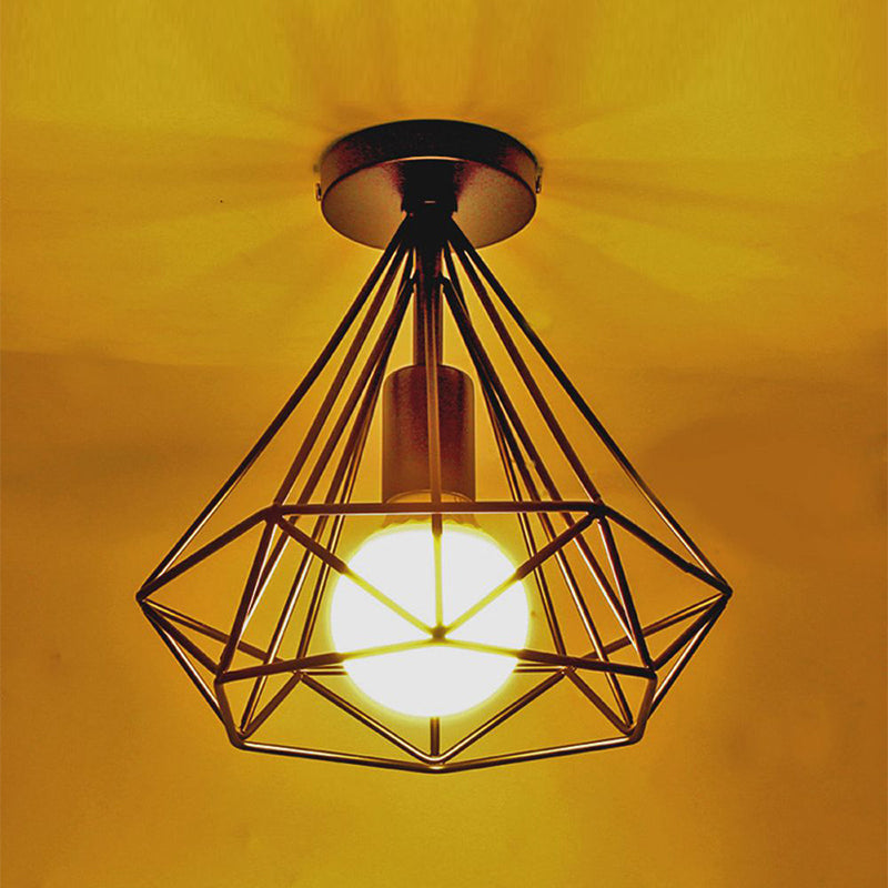 Modern Diamond Flush Light Metal 1-Light Flush Mount Ceiling Light