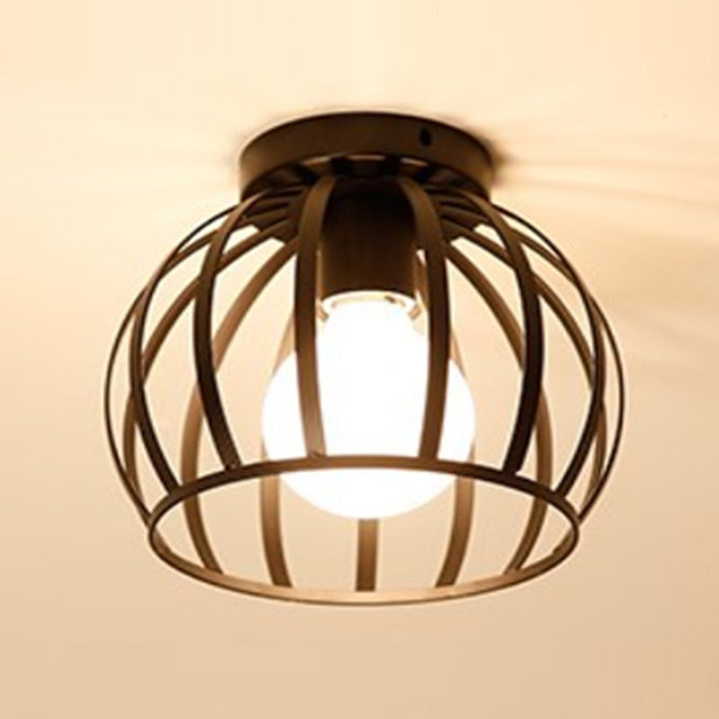 Modern Flush Mount Metal 1-Light Flush Light in Black for Hallway