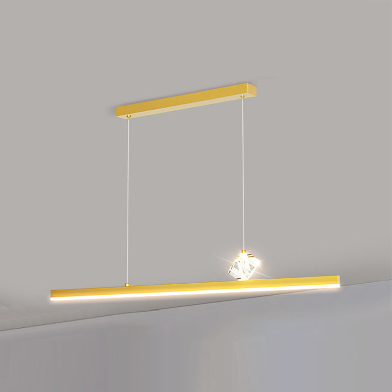 Gold LED Island Light Crystal Island Hanging Light with Acrylic Shade for Living Room