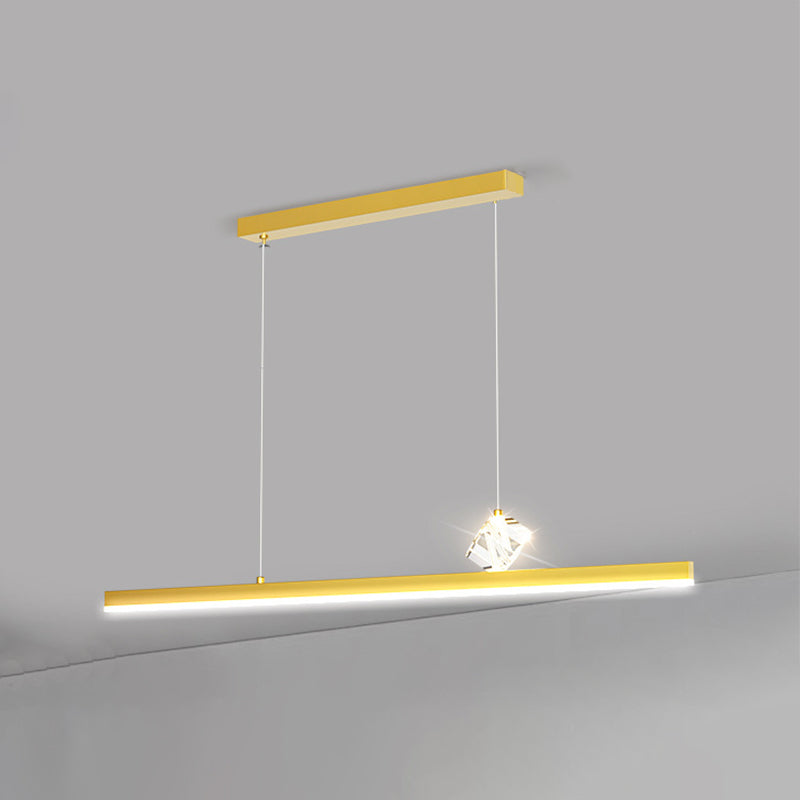 Gold LED Island Light Crystal Island Hanging Light with Acrylic Shade for Living Room