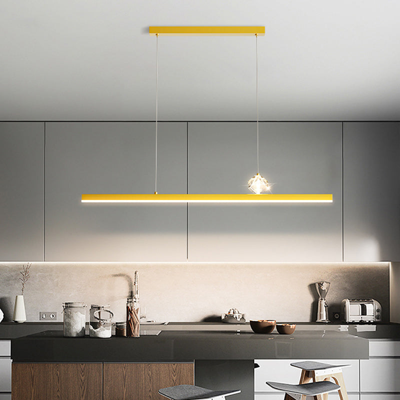 Gold LED Island Light Crystal Island Hanging Light with Acrylic Shade for Living Room