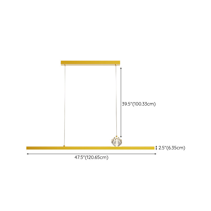 Gold LED Island Light Crystal Island Hanging Light with Acrylic Shade for Living Room