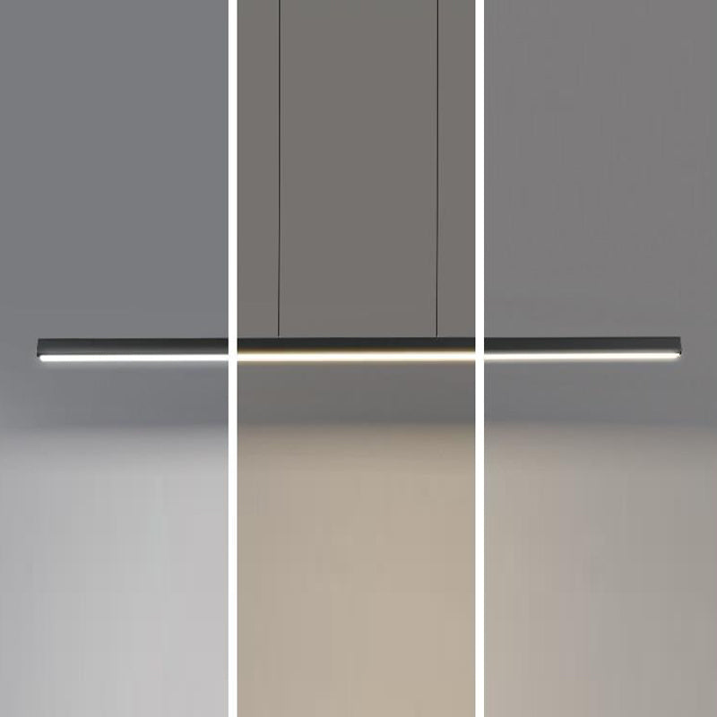 Strip Shape Island Lamp 1-Light LED Island Hanging Lamp with Acrylic Shade for Dining Room