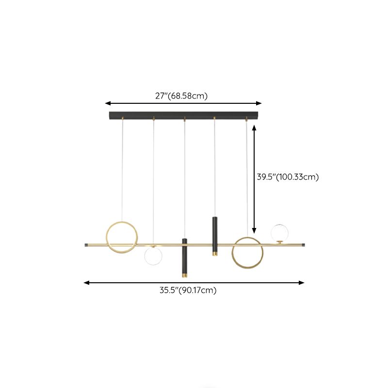 Linear Island Lighting Modern Metal Hanging Lights for Dining Room