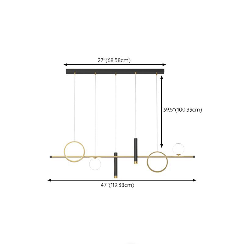 Linear Island Lighting Modern Metal Hanging Lights for Dining Room