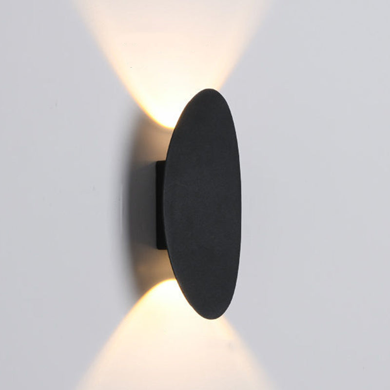 Oval Shape Wall Lamp Modern Style Metal 2 Lights Wall Light in White/Black