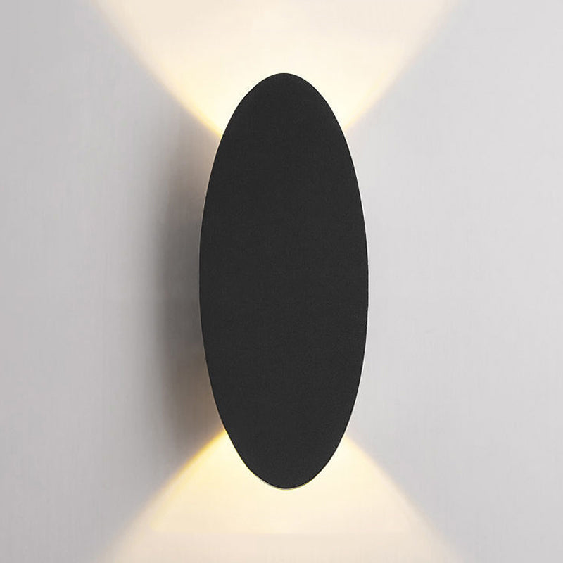 Oval Shape Wall Lamp Modern Style Metal 2 Lights Wall Light in White/Black