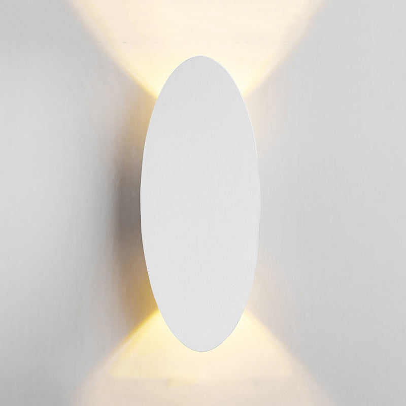 Oval Shape Wall Lamp Modern Style Metal 2 Lights Wall Light in White/Black