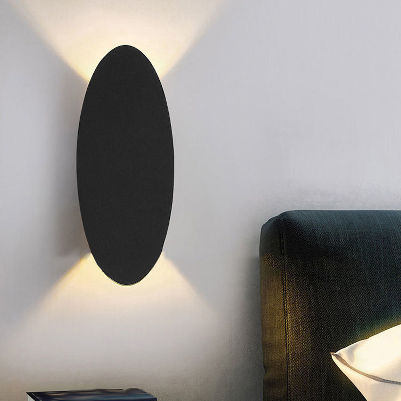 Oval Shape Wall Lamp Modern Style Metal 2 Lights Wall Light in White/Black