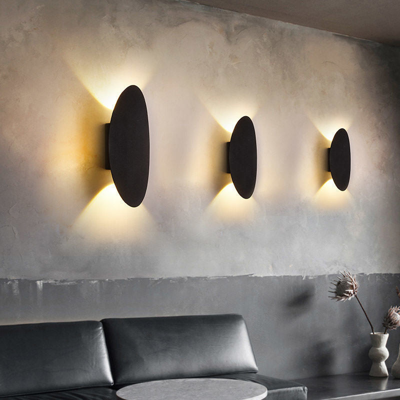 Oval Shape Wall Lamp Modern Style Metal 2 Lights Wall Light in White/Black