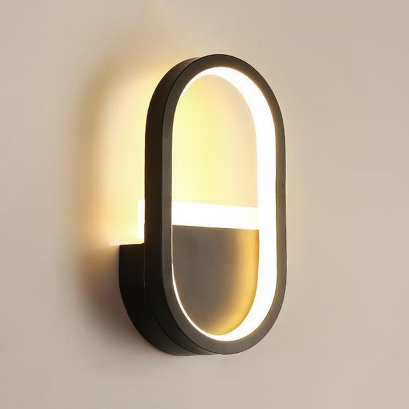 Oval Shape Wall Lamp Modern Style Metal 1 Lights Wall Light in White/Black