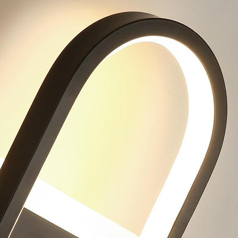 Oval Shape Wall Lamp Modern Style Metal 1 Lights Wall Light in White/Black