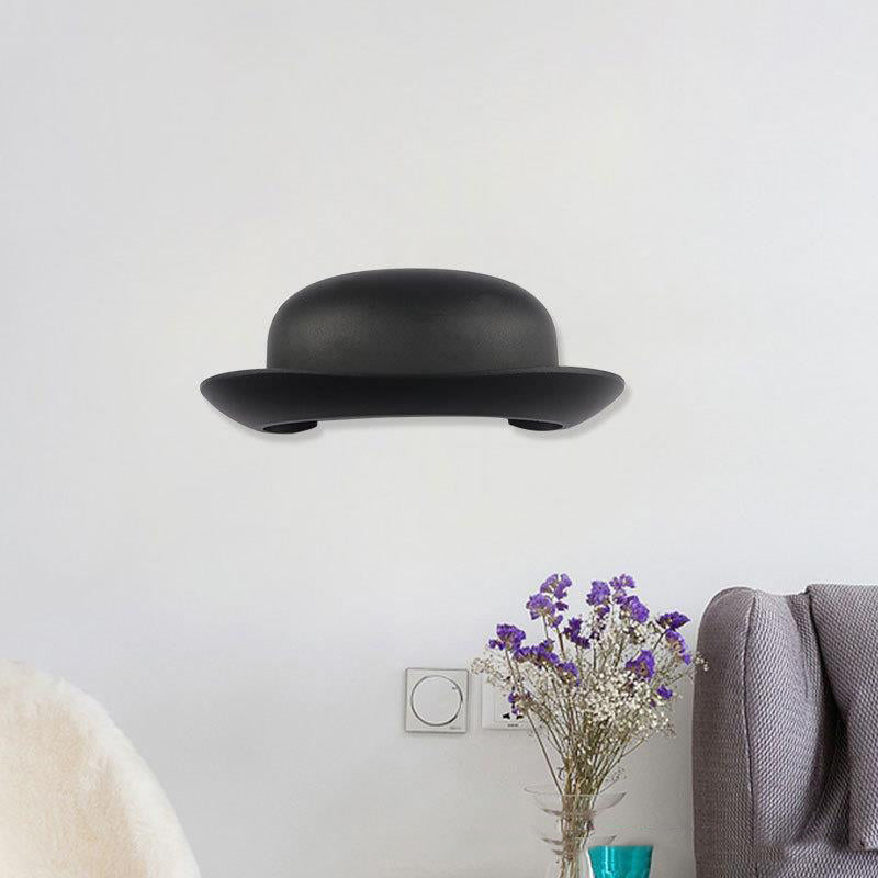 Hat Shape Wall Lamp Modern Style Metal 1 Light Wall Light in White/Black