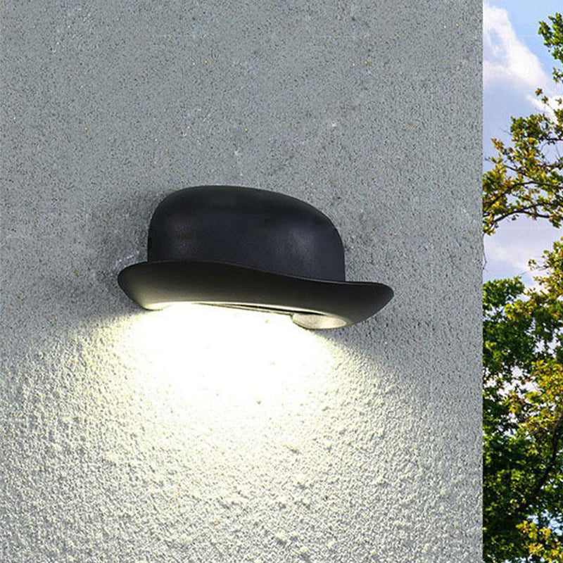 Hat Shape Wall Lamp Modern Style Metal 1 Light Wall Light in White/Black