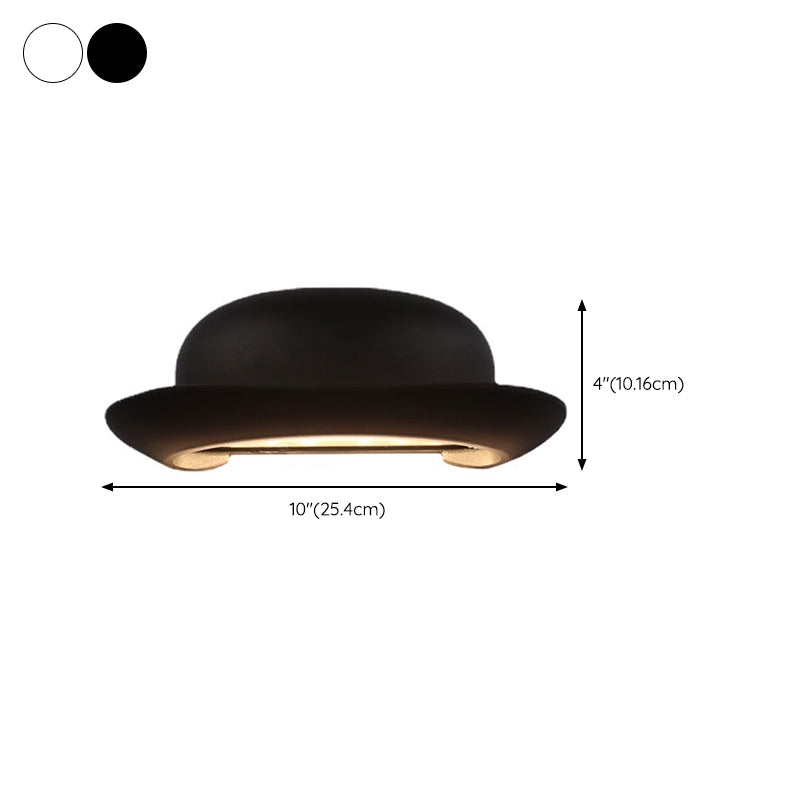 Hat Shape Wall Lamp Modern Style Metal 1 Light Wall Light in White/Black