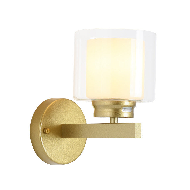 Modern Style Cylinder Shade Wall Light Glass 1 Light Sconces for Bedroom