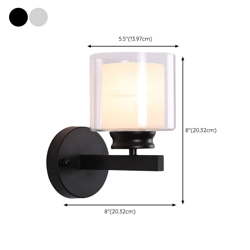 Modern Style Cylinder Shade Wall Light Glass 1 Light Sconces for Bedroom