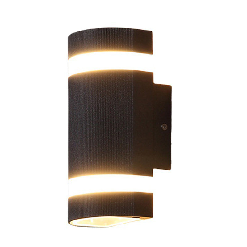 Cylinder Shape Sconce Modern Style Metal 2 Lights Wall Light in White/Black